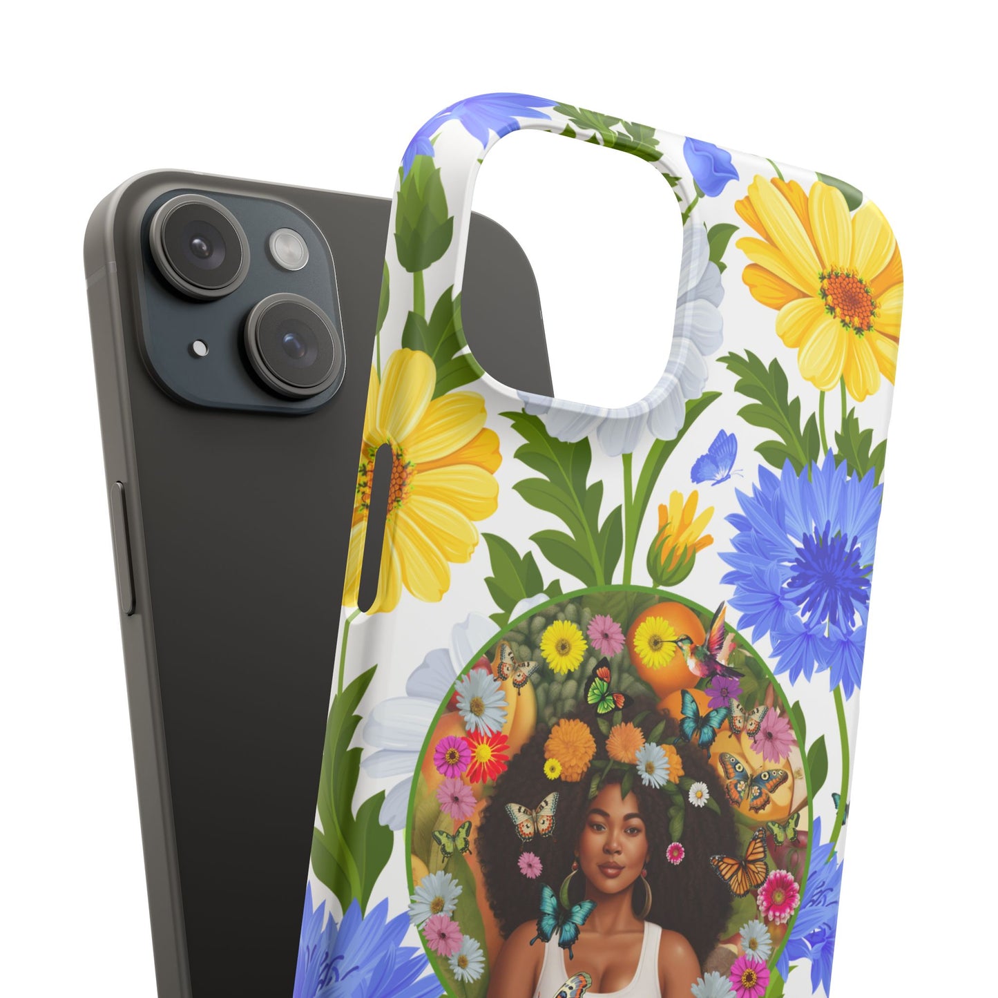 100% Organic Purple Plant Garden Snap Phone Case with Black Woman, for iPhone and Android
