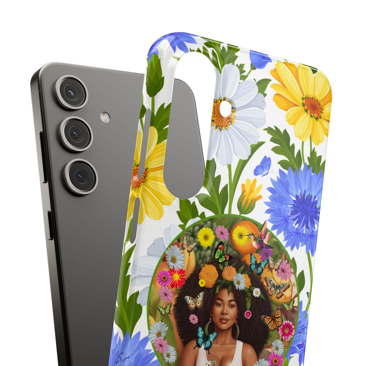 100% Organic Purple Plant Garden Snap Phone Case with Black Woman, for iPhone and Android