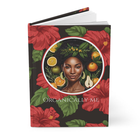 Organically Me Red & White Hibiscus Plant, Garden & Vegan Hardcover Journal, Matte 150 pages, Black women, May be PERSONALIZED
