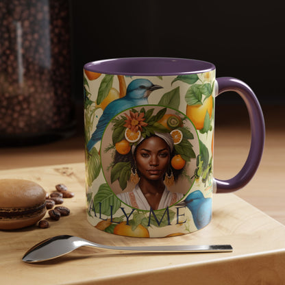 Organically Me A Lemon Bluebird Plant Garden Vegan Ceramic Plant Mug with Black woman (11oz) 8 Color Combos