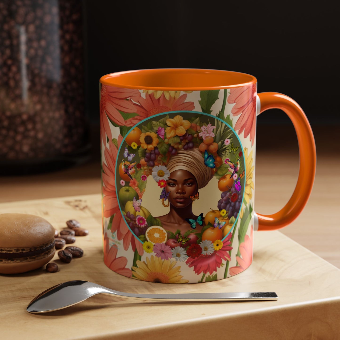 100% Organic Daisy Joy Plant Garden Vegan Ceramic Plant Mug, Black Woman Double Sided (11oz) 8 Color Combos