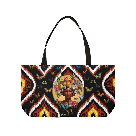Organically Me B Tribal Butterfly Monarch Queen Karmon Garden & Plant-themed Weekender Tote Bag, workout bag, yoga bag