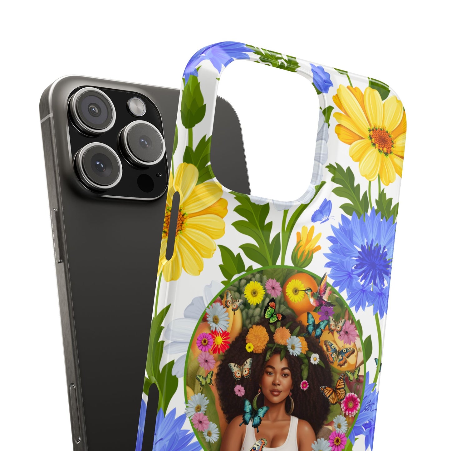 100% Organic Purple Plant Garden Snap Phone Case with Black Woman, for iPhone and Android