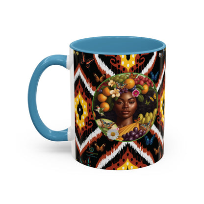Organically Me A.1 Tribal Butterfly Plant Garden Vegan Ceramic Plant Mug with Black woman (11oz) 8 Color Combos