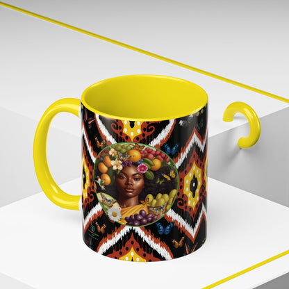 Organically Me A.1 Tribal Butterfly Plant Garden Vegan Ceramic Plant Mug with Black woman (11oz) 8 Color Combos