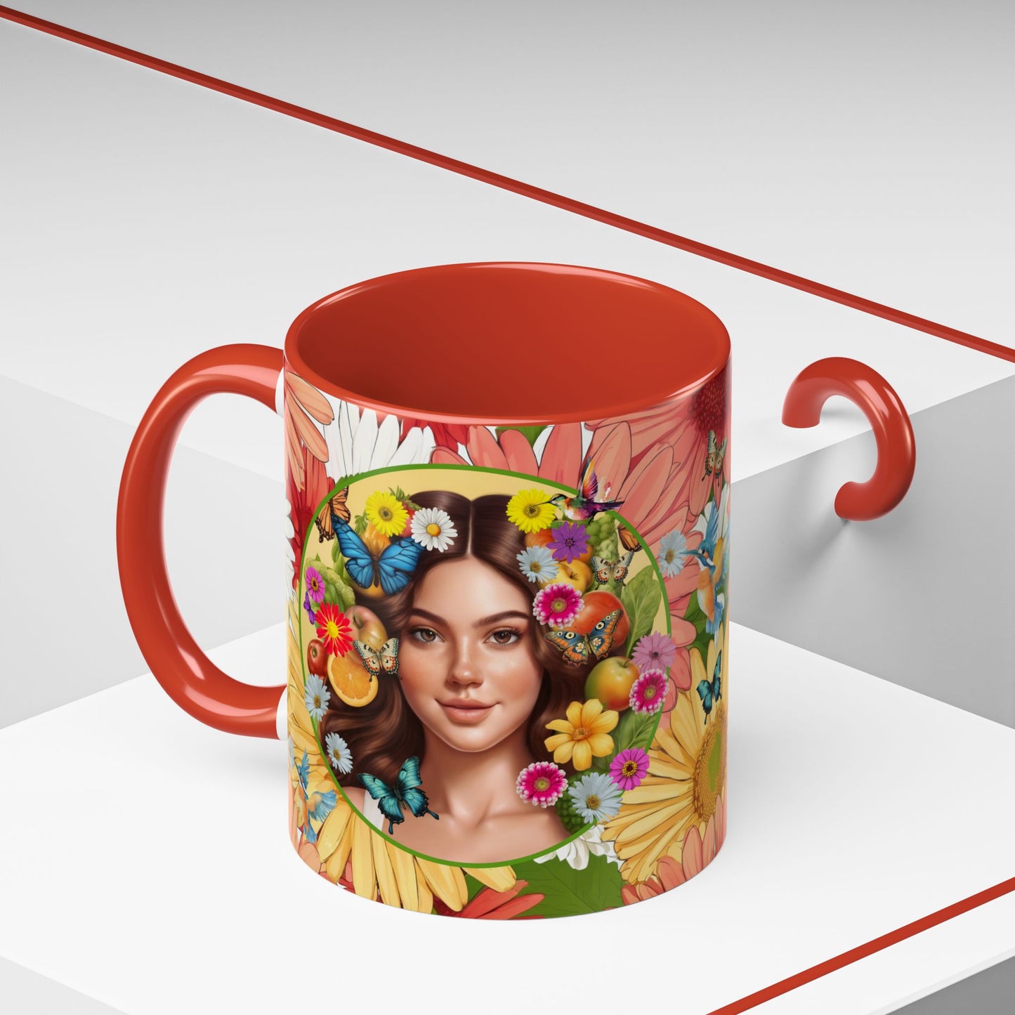 100% Organic Gerber Joy3 Plant Garden Vegan Ceramic Plant Mug with Woman (11oz) 8 Color Combos