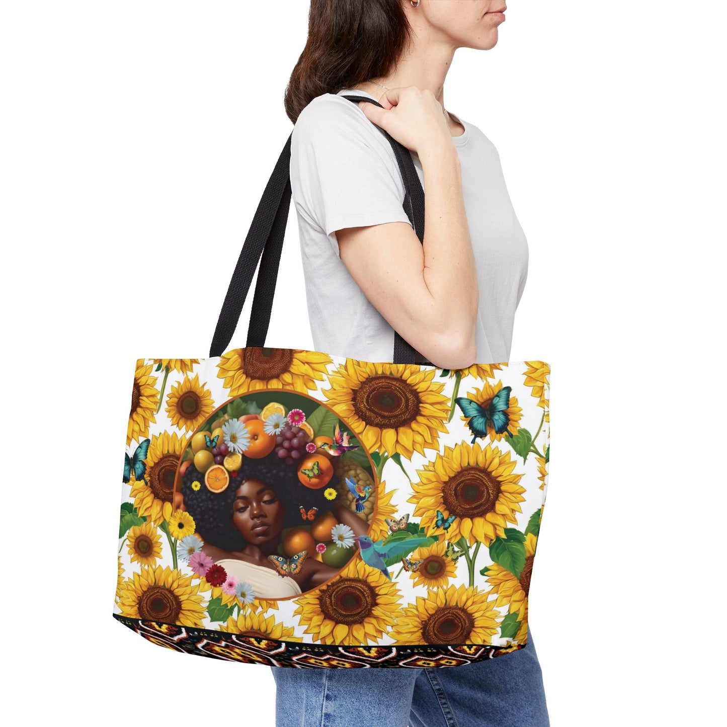 Organically Me A Tribal Butterfly Monarch Queen Karmon Plant & Garden Sunflower-themed Weekender Tote Bag