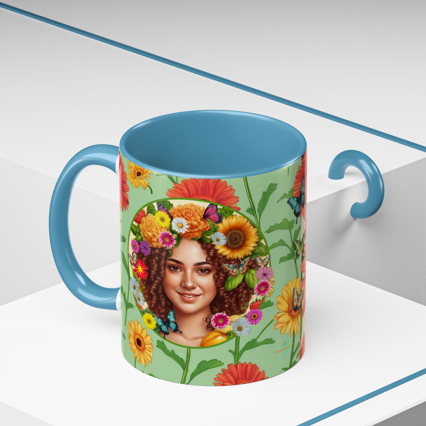 100% Organic Daisy Joy2 Plant Garden Vegan Ceramic Plant Mug Double Sided (11oz) 8 Color Combos