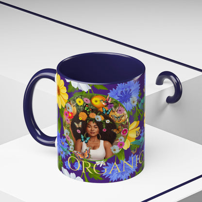 100% Organic Blue Gwen Plant Garden Vegan Ceramic Plant Mug with (11 or 15 oz) 8 Color Combos