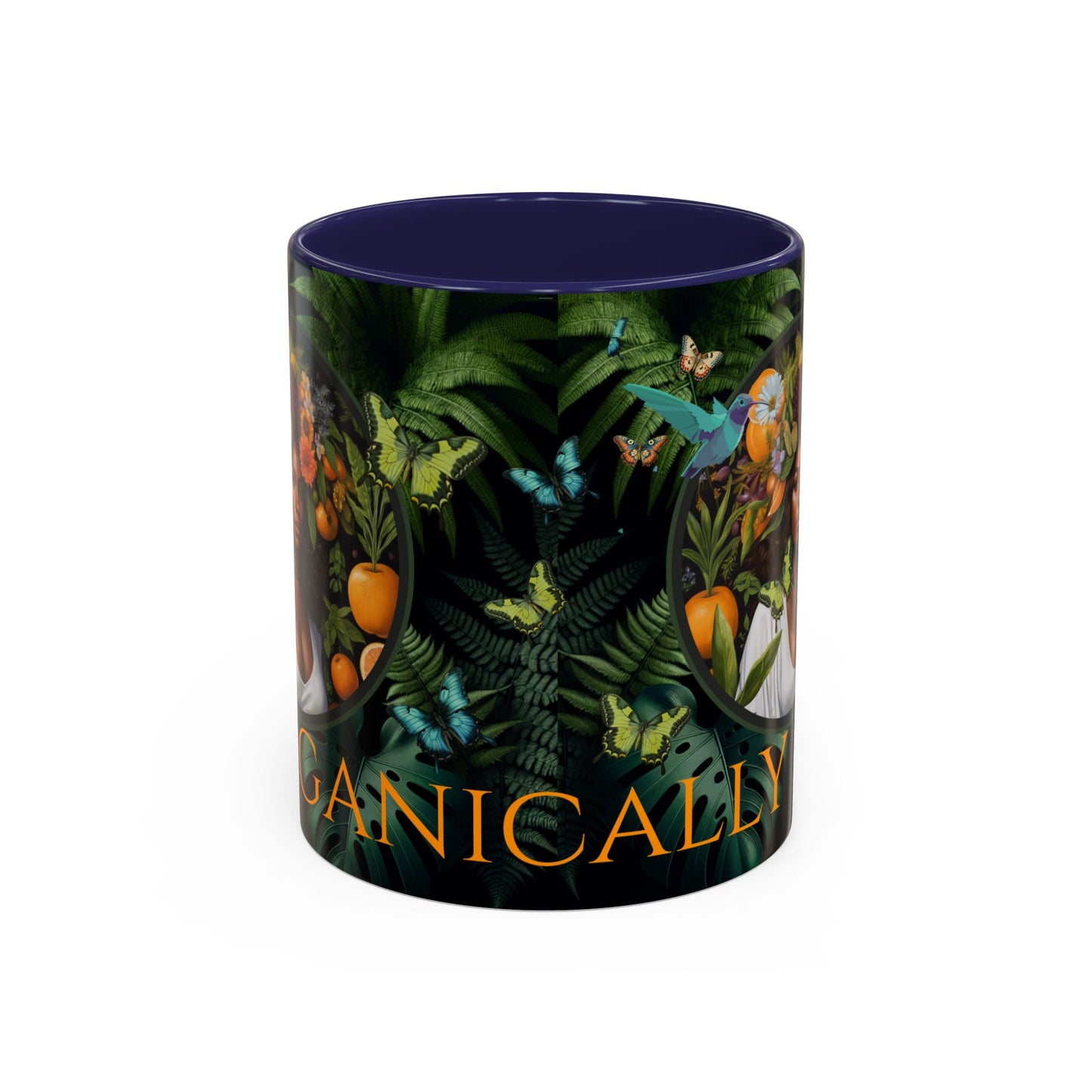 100% Organic A Fern Monstera Plant Garden Vegan Ceramic Plant Mug with Black woman (11oz) 8 Color Combos