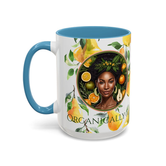 Organically Me Yellow Pear Plant Garden Vegan Ceramic Plant Mug with Black woman (11oz) 8 Color Combos