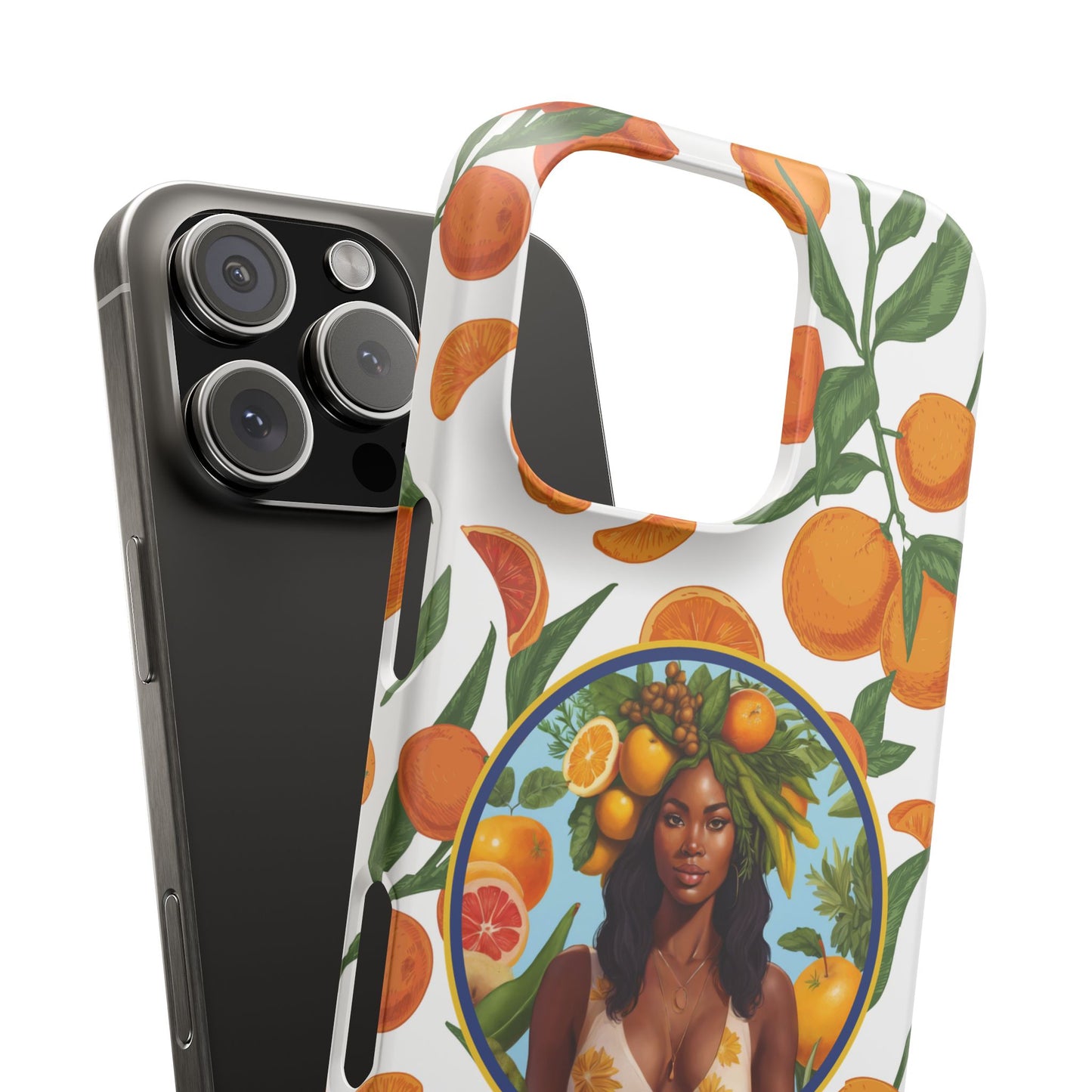 100% Organic Orange Plant Garden Snap Phone Case with Black Woman, Veggie Chic for Androids and iPhone models