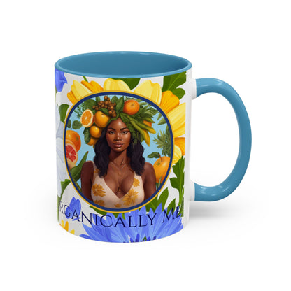 Organically Me Blue & Yellow Daisy Joyce Plant Garden Vegan Ceramic Plant Mug with Black woman (11oz) 8 Color Combos