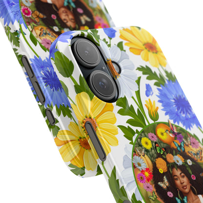 100% Organic Purple Plant Garden Snap Phone Case with Black Woman, for iPhone and Android