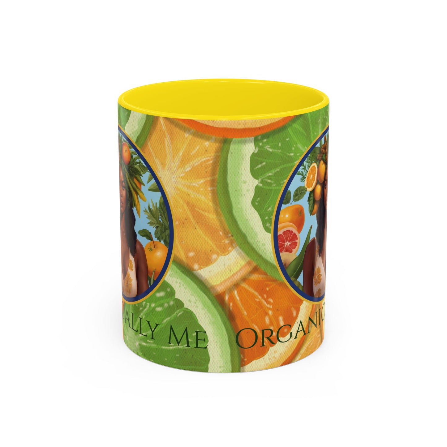 Organically Me Bright Citrus Plant Garden Vegan Ceramic Plant Mug with Black woman (11oz) 8 Color Combos