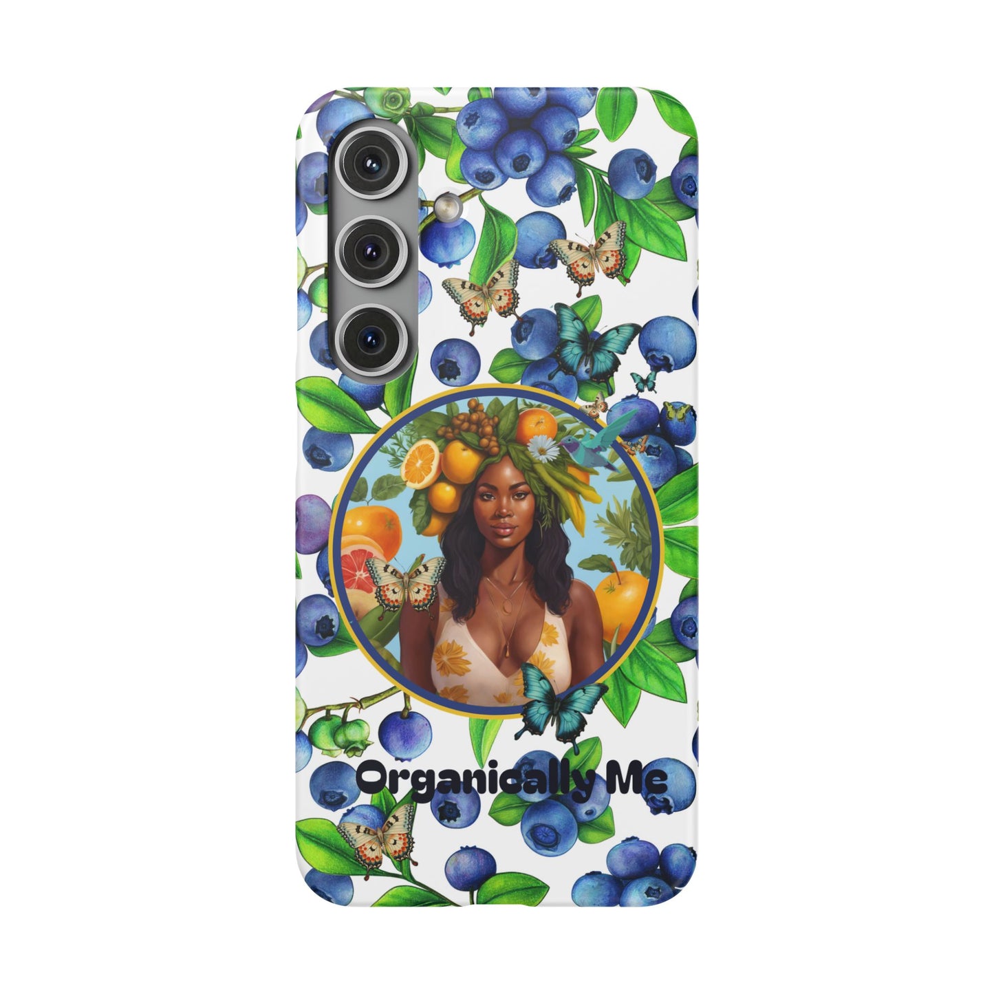 Organically Me Blueberry Plant B Garden Snap Phone Case with Black Woman, for iPhone and Android