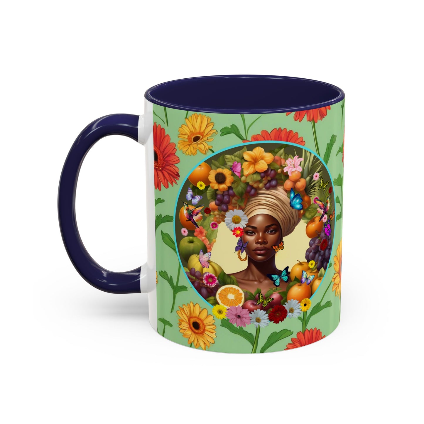 100% Organic Daisy Joy Plant Garden Vegan Ceramic Plant Mug, Black Woman Double Sided (11oz) 8 Color Combos