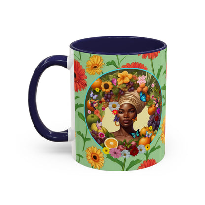 100% Organic Daisy Joy Plant Garden Vegan Ceramic Plant Mug, Black Woman Double Sided (11oz) 8 Color Combos
