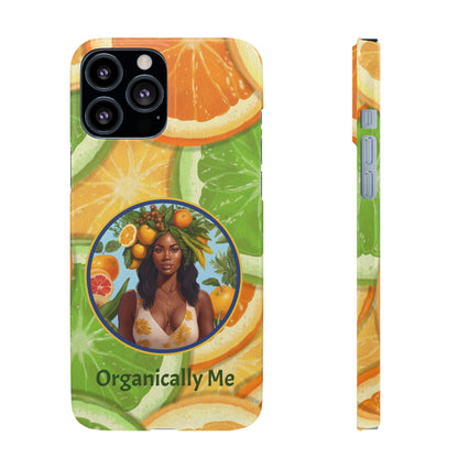Organically Me Citrus Fruits Garden Snap Phone Case with Black Woman, Veggie Chic for Androids and iPhone models