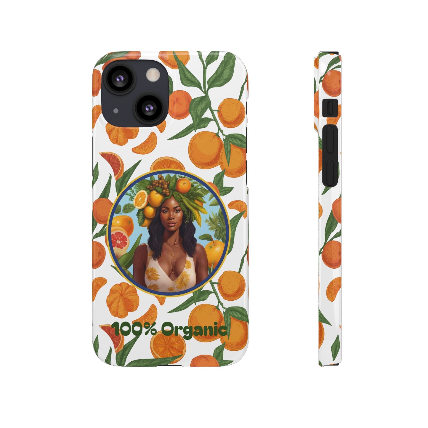 100% Organic Orange Plant Garden Snap Phone Case with Black Woman, Veggie Chic for Androids and iPhone models