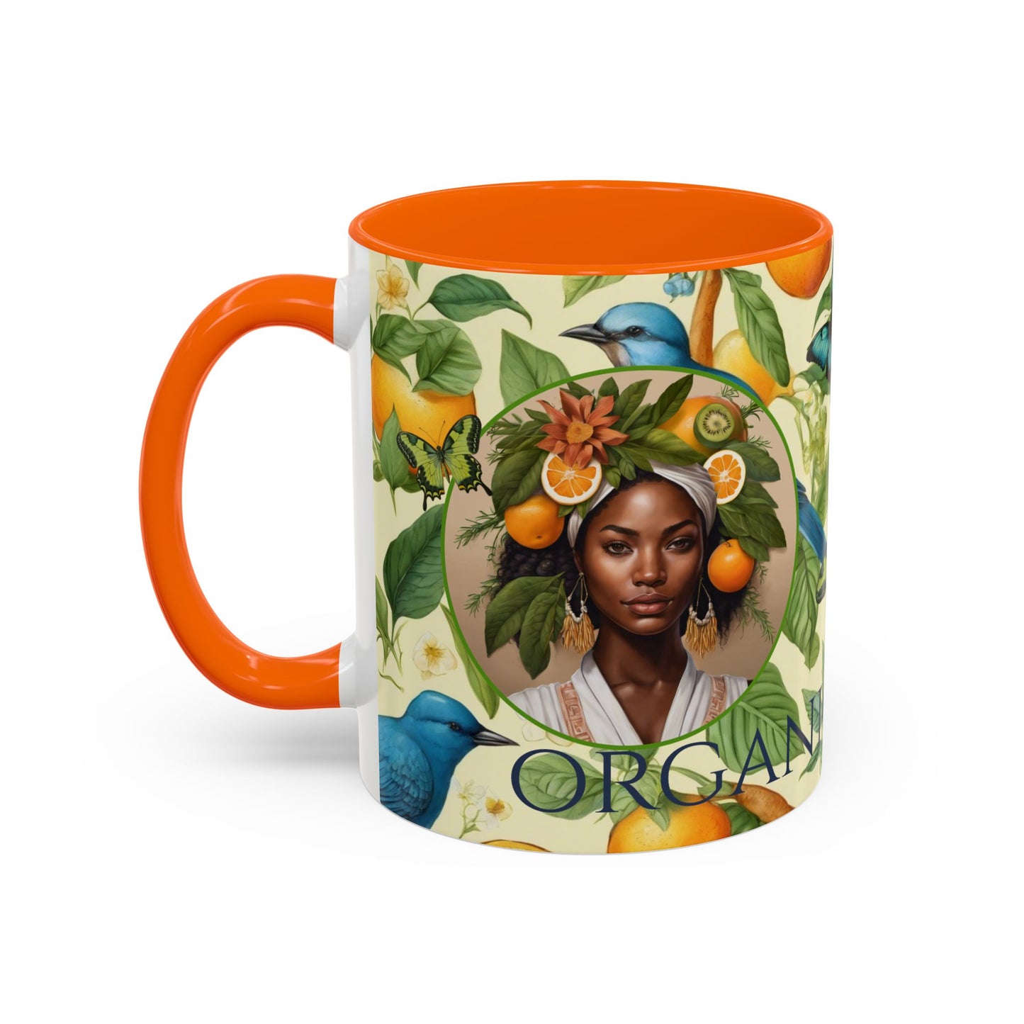 Organically Me A Lemon Bluebird Plant Garden Vegan Ceramic Plant Mug with Black woman (11oz) 8 Color Combos