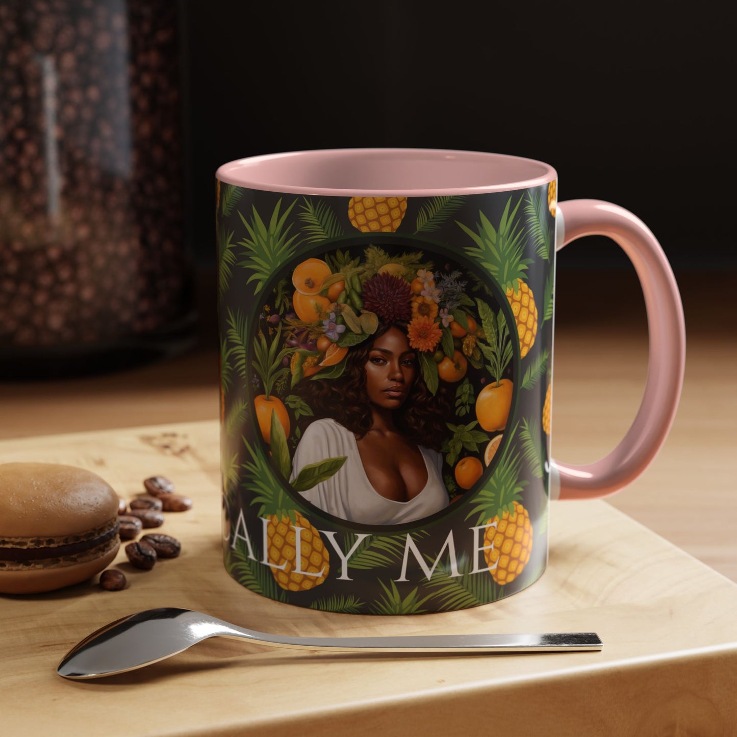 Organically Me A Pineapple Plant Garden Vegan Ceramic Plant Mug with Black woman (11oz)