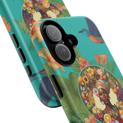 Organically Me A Caribbean Gina Hibiscus Garden: Tough iPhone 16 Case with Eco Garden Plant Vibe and Black Woman