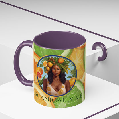 Organically Me Bright Citrus Plant Garden Vegan Ceramic Plant Mug with Black woman (11oz) 8 Color Combos