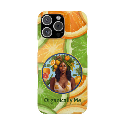 Organically Me Citrus Fruits Garden Snap Phone Case with Black Woman, Veggie Chic for Androids and iPhone models
