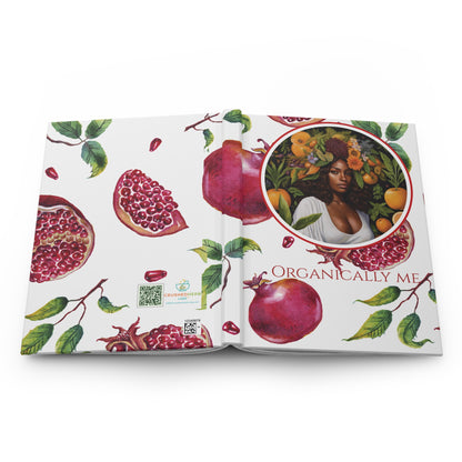 Organically Me Red and White Pomegranate Plant, Garden & Vegan Hardcover Journal, Matte 150 pages, Black women, May be PERSONALIZED