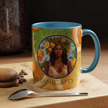 Organically Me Bright Citrus Plant Garden Vegan Ceramic Plant Mug with Black woman (11oz) 8 Color Combos