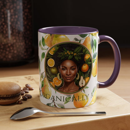 Organically Me Yellow Pear Plant Garden Vegan Ceramic Plant Mug with Black woman (11oz) 8 Color Combos