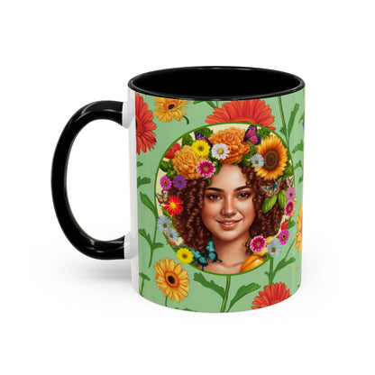 100% Organic Daisy Joy2 Plant Garden Vegan Ceramic Plant Mug Double Sided (11oz) 8 Color Combos