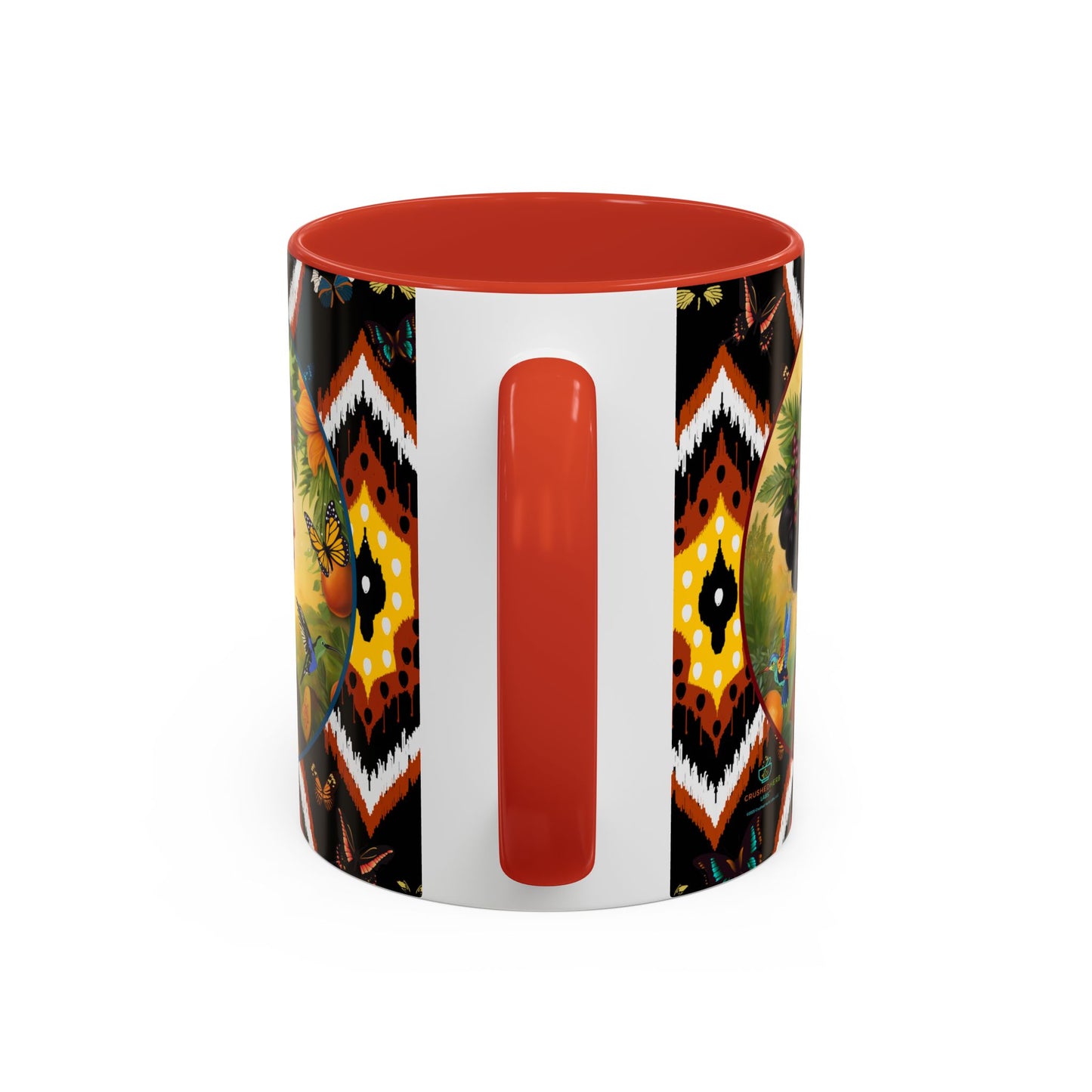 Organically Me A Tribal Butterfly Plant Garden Vegan Ceramic Plant Mug with Black woman (11oz) 8 Color Combos