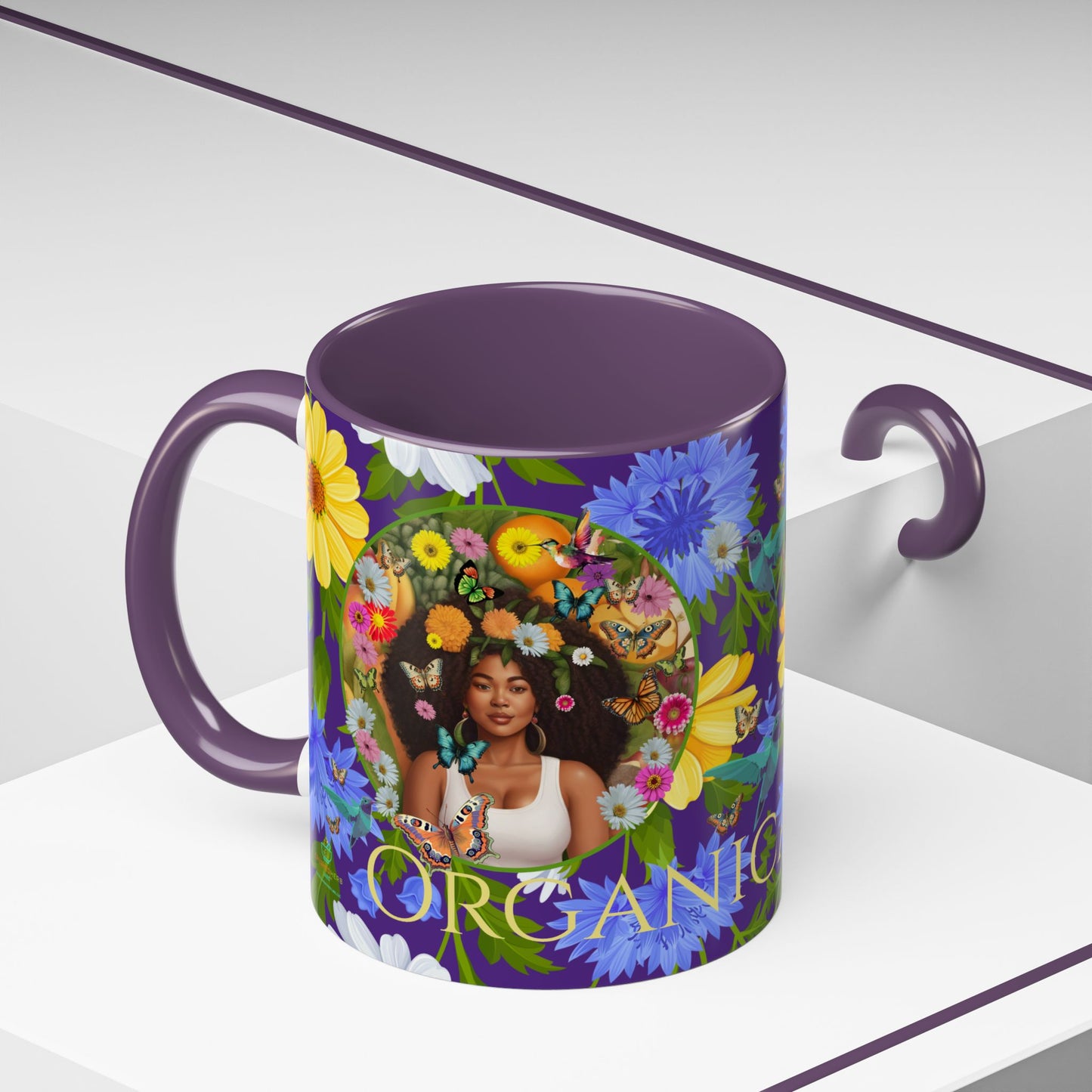 100% Organic Blue Gwen Plant Garden Vegan Ceramic Plant Mug with (11 or 15 oz) 8 Color Combos