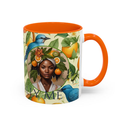 Organically Me A Lemon Bluebird Plant Garden Vegan Ceramic Plant Mug with Black woman (11oz) 8 Color Combos