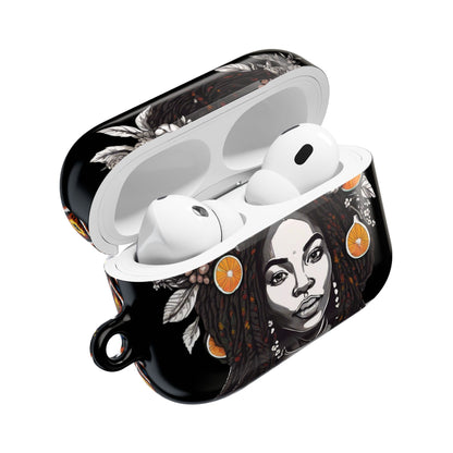 AirPods Case: Yadira Loc Princess Garden Monarch Tribal Ikat Design with Butterflies, Plants & Black Woman for AirPods Pro Gen 1 & 2, AirPods Gen 1, Gen 2, Gen 3