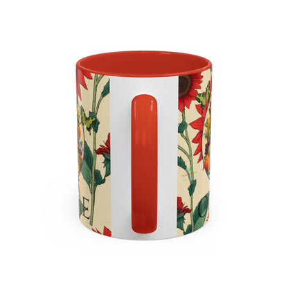 Organically Me Sunflower Red Plant Garden Vegan Ceramic Plant Mug with Black woman (11oz) 8 Color Combos