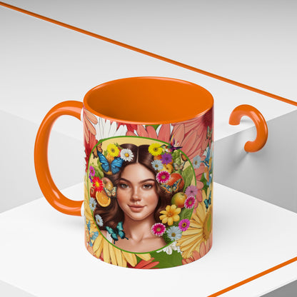 100% Organic Gerber Joy3 Plant Garden Vegan Ceramic Plant Mug with Woman (11oz) 8 Color Combos