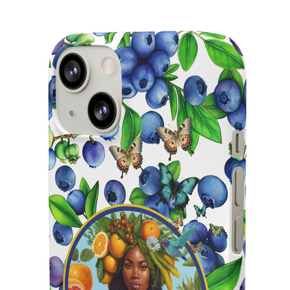 Organically Me Blueberry Plant B Garden Snap Phone Case with Black Woman, for iPhone and Android