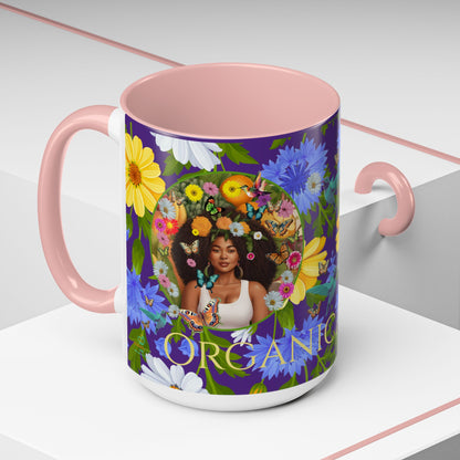 100% Organic Blue Gwen Plant Garden Vegan Ceramic Plant Mug with (11 or 15 oz) 8 Color Combos