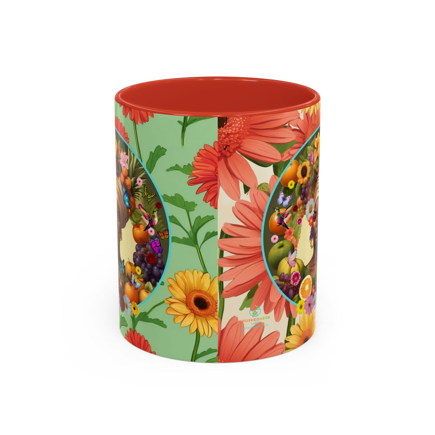 100% Organic Daisy Joy3 Plant Garden Vegan Ceramic Plant Mug, Black Woman Double Sided (11oz) 8 Color Combos