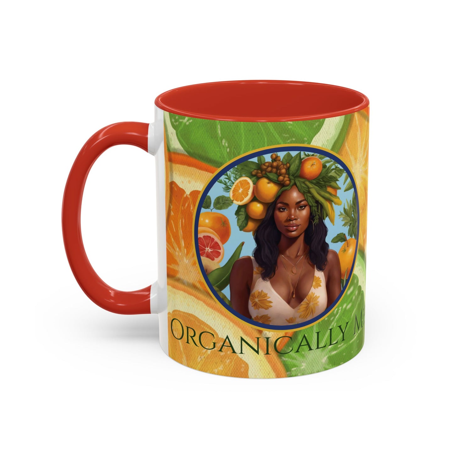 Organically Me Bright Citrus Plant Garden Vegan Ceramic Plant Mug with Black woman (11oz) 8 Color Combos