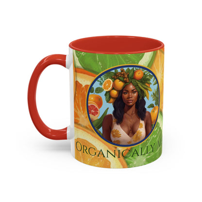 Organically Me Bright Citrus Plant Garden Vegan Ceramic Plant Mug with Black woman (11oz) 8 Color Combos