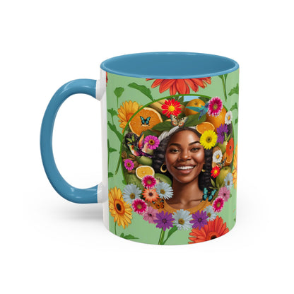 Organically Me A Joy Daisy Plant Garden Vegan Ceramic Plant Mug with Black woman (11oz) 8 Color Combos