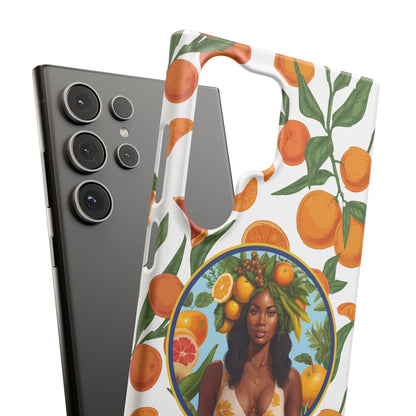 100% Organic Orange Plant Garden Snap Phone Case with Black Woman, Veggie Chic for Androids and iPhone models