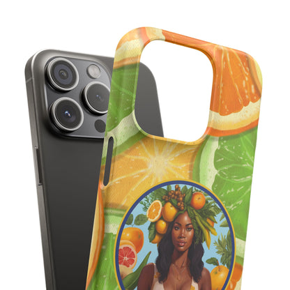 Organically Me Citrus Fruits Garden Snap Phone Case with Black Woman, Veggie Chic for Androids and iPhone models