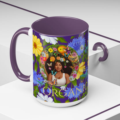 100% Organic Blue Gwen Plant Garden Vegan Ceramic Plant Mug with (11 or 15 oz) 8 Color Combos