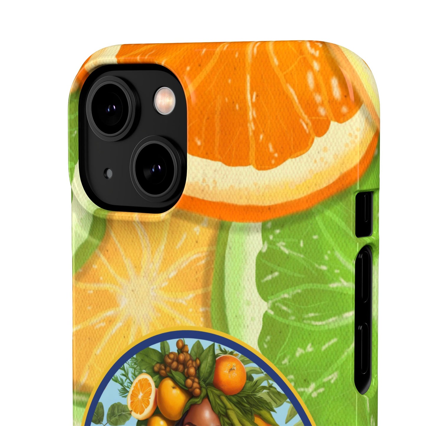Organically Me Citrus Fruits Garden Snap Phone Case with Black Woman, Veggie Chic for Androids and iPhone models