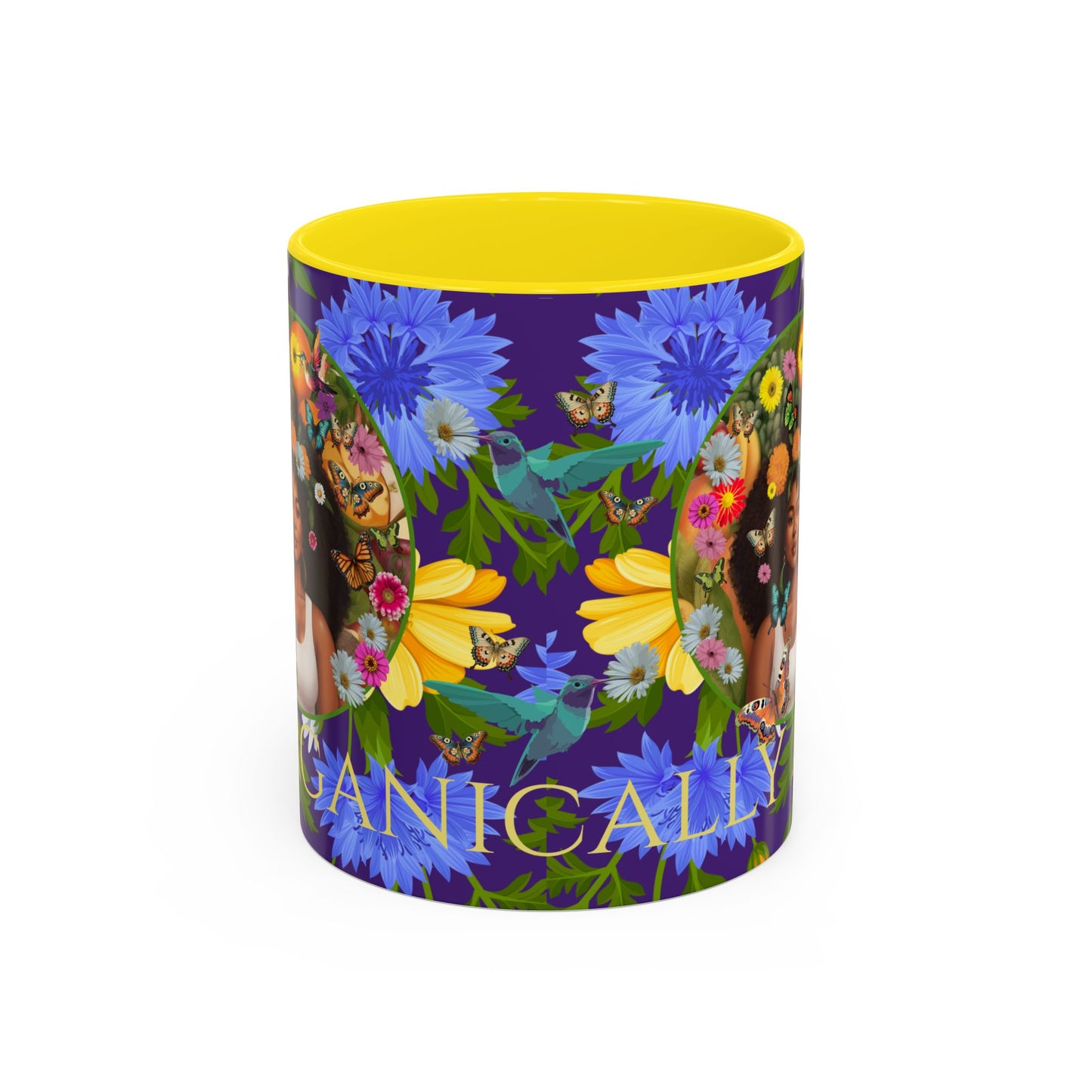 100% Organic Blue Gwen Plant Garden Vegan Ceramic Plant Mug with (11 or 15 oz) 8 Color Combos